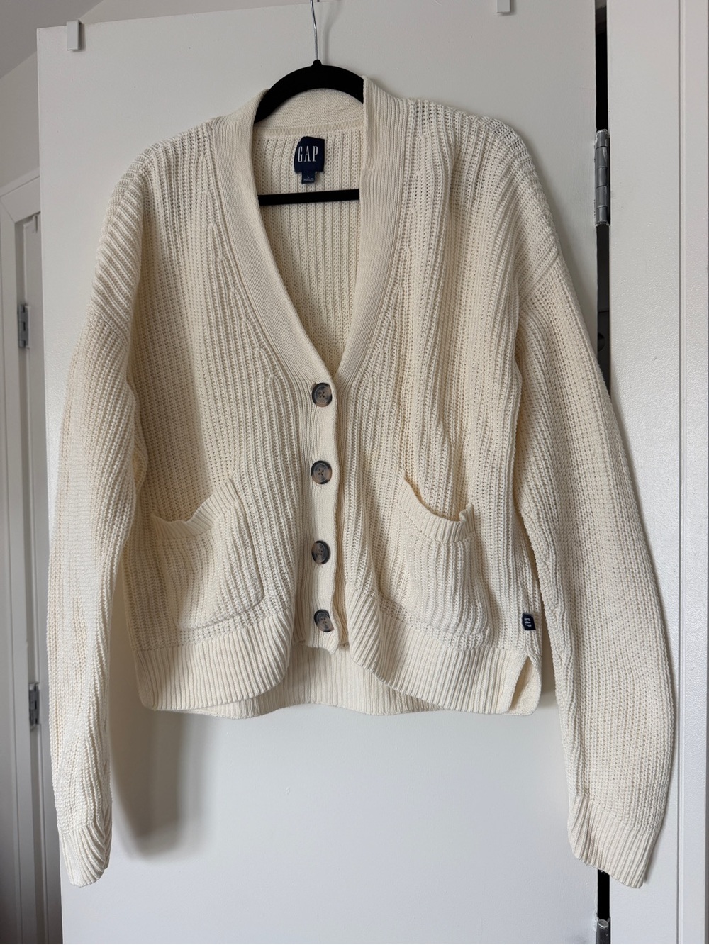 Gap Women's Ivory Cardigan Sweater Ivory 100% Cotton Size Large